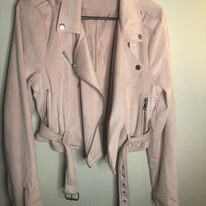 Women’s suede pastel pink winter jacket